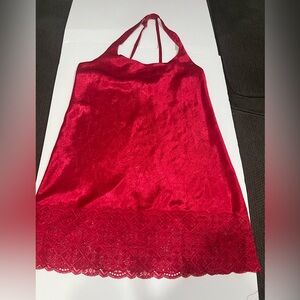 Vintage Victoria Secret Red Nightie with Lace Trim - Size P (XS)